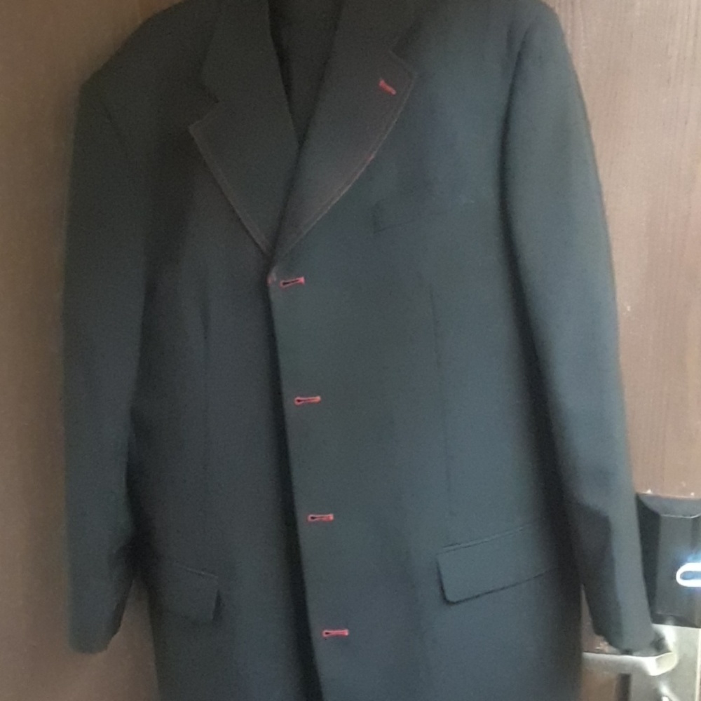3 piece black and red suit